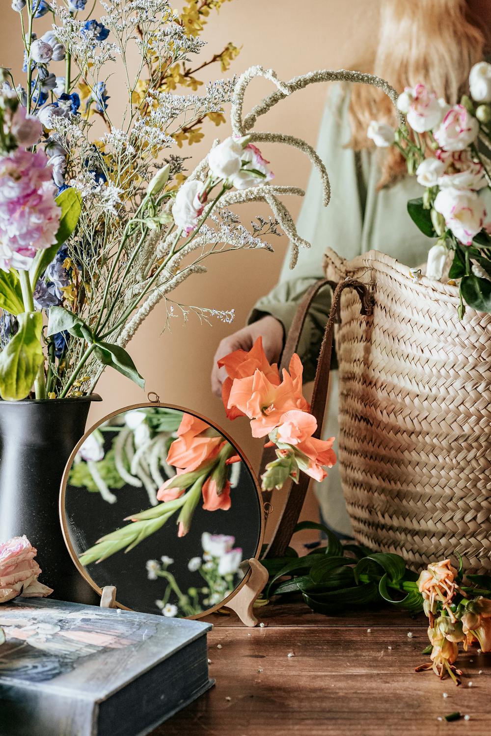 Pieza floral en exhibicion
